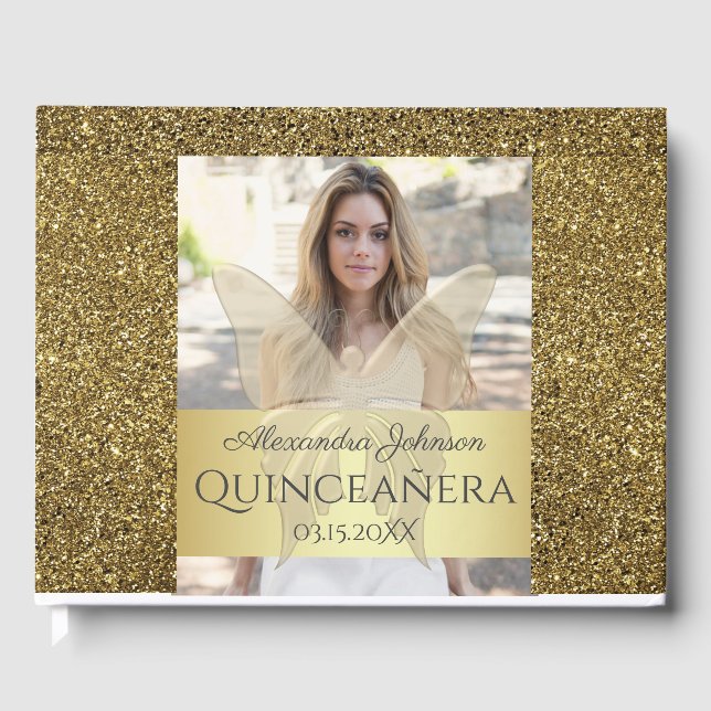 Gold Foto Guest Book Gästebuch (Vorderseite)