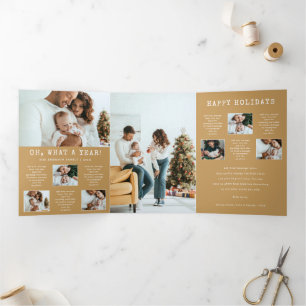 Gold Foto Holiday Triple Card Dreifach Gefaltete Einladung