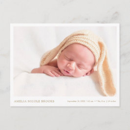 Gold Foto New Baby Boy Girl Geburtserklärung Postkarte