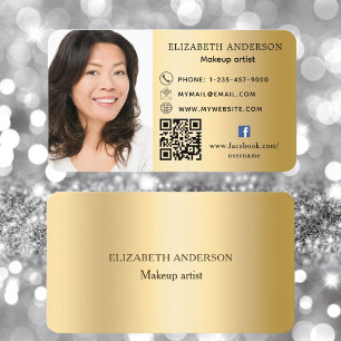Gold Foto Qr Code Social Media Icons Visitenkarte