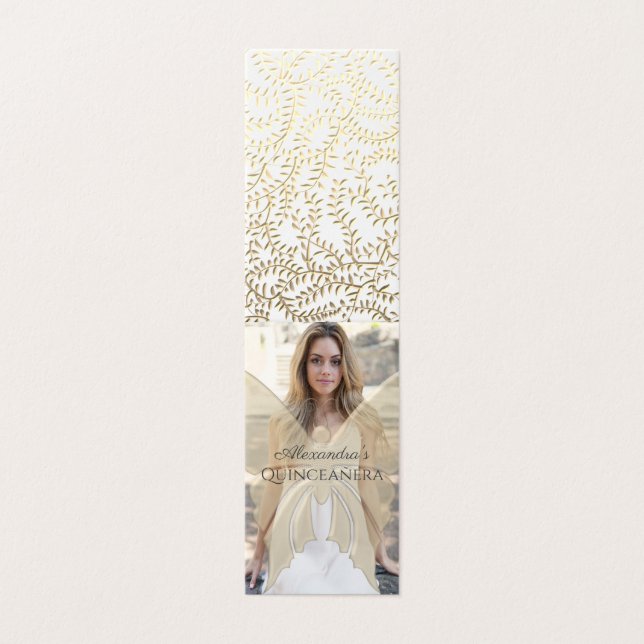 Gold Foto Quinceanera Geburtstagsfeier Einladung (Außenseite Aufgefaltet)