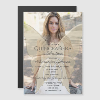 Gold Foto Quinceanera Magneteinladung