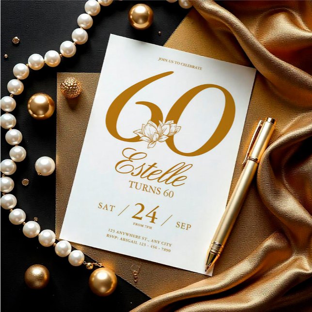 Gold Foto Save the Date 60. Geburtstag Einladung (Gold Photo Save The Date 60th Birthday Invitation)