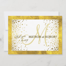 Gold Frame Confetti werden Sie meine Ehrenmatrone  Einladung