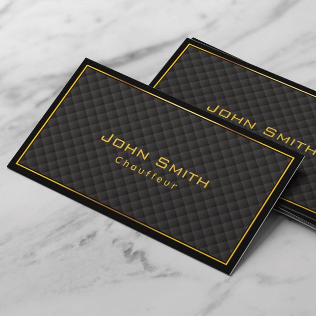 Gold Frame Diamond Grids Chauffeur Business Card Visitenkarte (Von Creator hochgeladen)