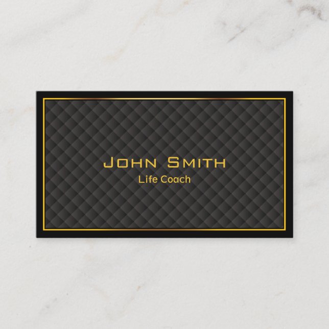 Gold Frame Diamond Grids Life Coach Business Card Visitenkarte (Vorderseite)