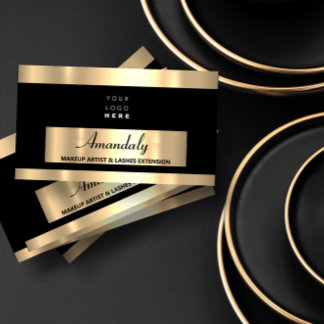 Gold Frame Fashion Beautique Shop Schwarz-weiß Visitenkarte