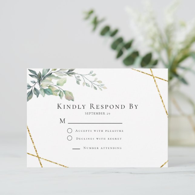 Gold Frame Flyer Rustikale Foliage Hochzeit RSVP Karte (Stehend Vorderseite)