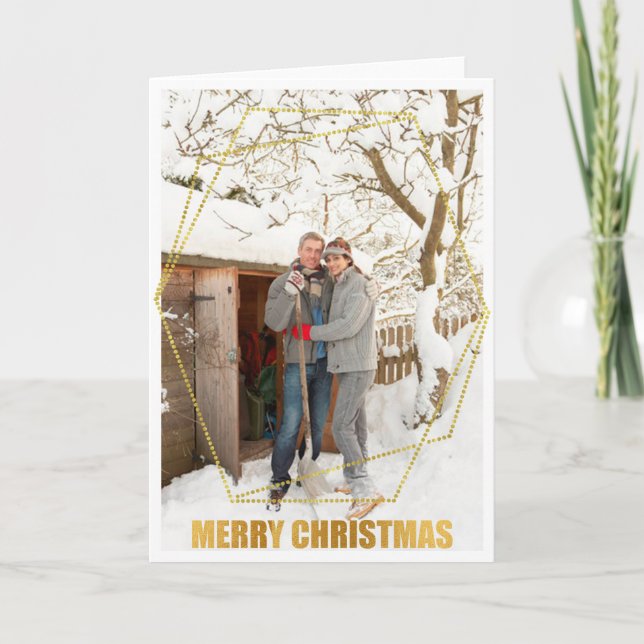 Gold Frame Frohe Weihnachten Personalisiertes Foto Karte (Vorderseite)