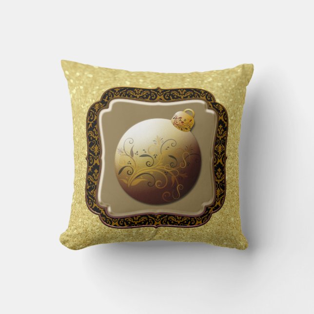 Gold Frame Glas Ornament Gold Imitate Glitzer Kissen (Vorderseite)