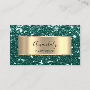 Gold Frame Glitzer QR-Logo-Woodland Green Bu Visitenkarte