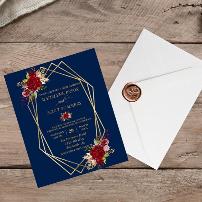 Gold Frame Gold Hochzeitsbudget der Marine Burgund Flyer (Von Creator hochgeladen)