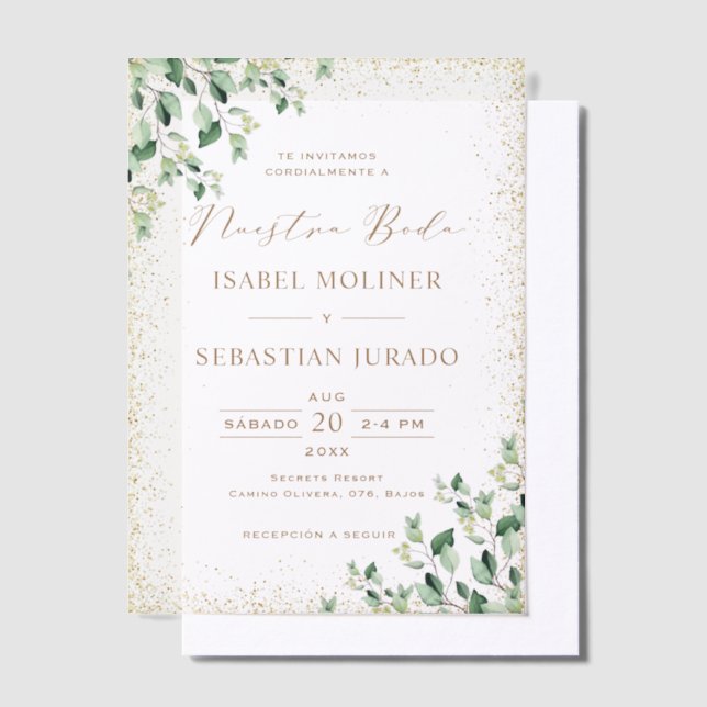 Gold Frame Greenery Nuestra Boda Spanish Wedding (Versetzt)