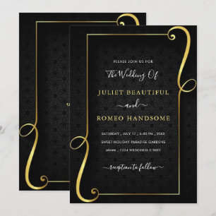 Gold Frame Luxe Golden Black Faire-part de mariage