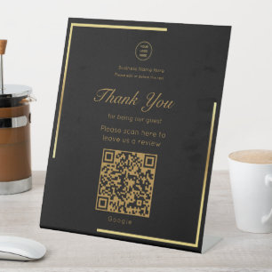 Gold Frame QR Code Verlasst einen Review Business Sockelschild