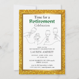 Gold Frame Retirement Celebration Invitation Einladung
