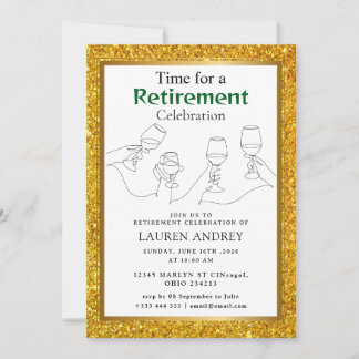 Gold Frame Retirement Celebration Invitation Einladung