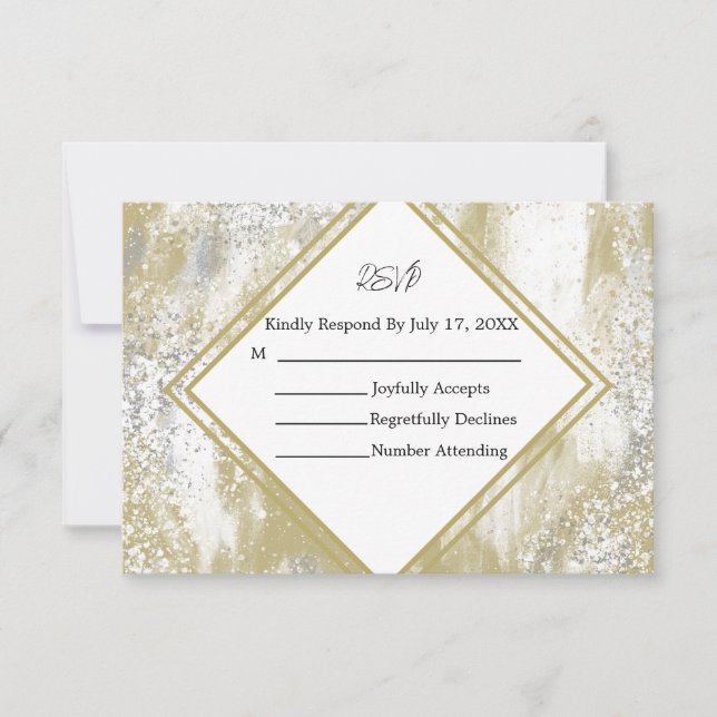 Gold Frame Silver & Gold Spritzers Response Card RSVP Karte (Vorderseite)