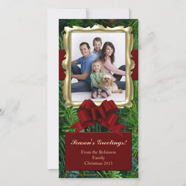 Gold Frame Vertikale Weihnachtsfotokarten Feiertagskarte (Vorderseite)