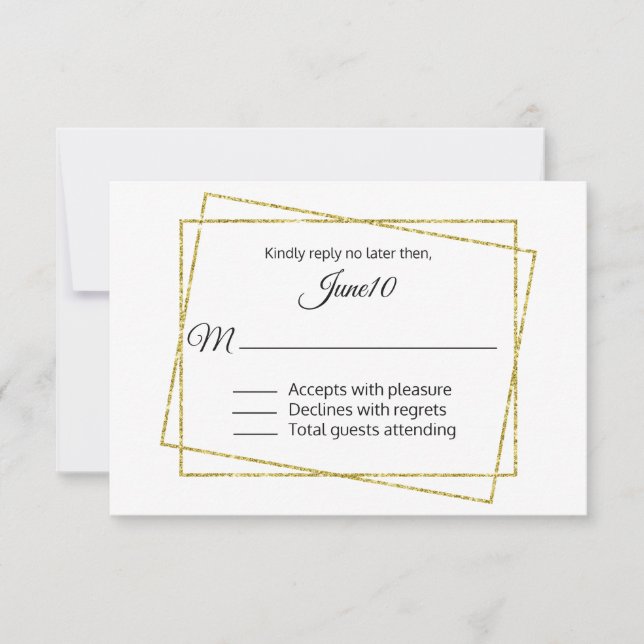 Gold Frame Wedding RSVP Karte (Vorderseite)