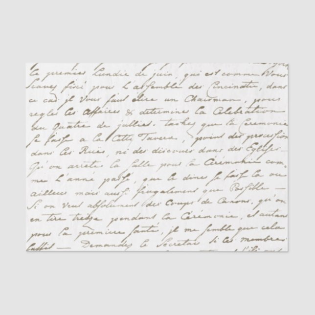 Gold French Script Handwriting Letter Decoupage Seidenpapier (Vorderseite)