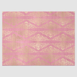 Gold-Friedhöfe und Filigree auf rosa Dekoupage Seidenpapier