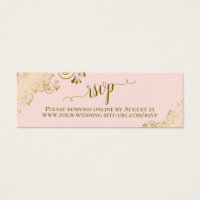 Gold Frills Blush rose Wedding Carte en ligne RSVP