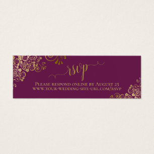 Gold Frills Cassis Violet Mariage RSVP Carte en li