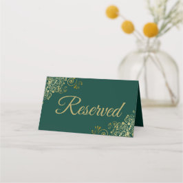 Gold Frills Emerald Green Elegant Wedding vorbehal Platzkarte