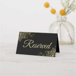 Gold Frills on Black Elegant Wedding vorbehalten Platzkarte