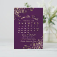 Gold Frills Plum Lila Eleganter Hochzeitkalender