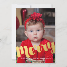 Gold Frohe Script Weihnachtsfotokarte