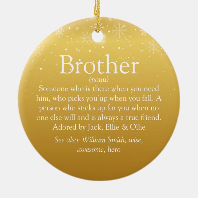 Gold Frohe Weihnachten Cooler Spaß Brother Definit Keramik Ornament (Hinten)
