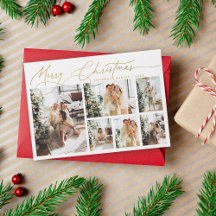Gold Frohe Weihnachten Elegante Script Foto Collag