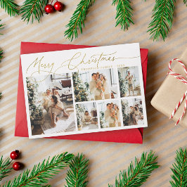 Gold Frohe Weihnachten Elegante Script Foto Collag