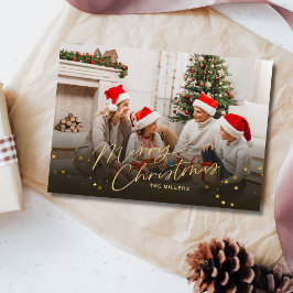 Gold Frohe Weihnachten Familienurlaub Foto Karte