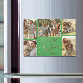 Gold Frohe Weihnachten Fotos Green Magnetic Card Magnetkarte
