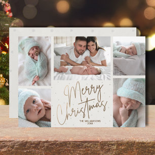 Gold Frohe Weihnachten fünf Fotos