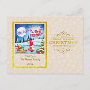 Gold Frohe Weihnachten & Glück Neues Jahr & Schnee