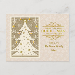 Gold Frohe Weihnachten & Glück Neues Jahr & Schnee