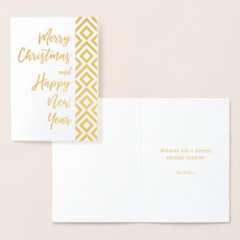 Gold Frohe Weihnachten glückliche Neujahrsschrift Folienkarte