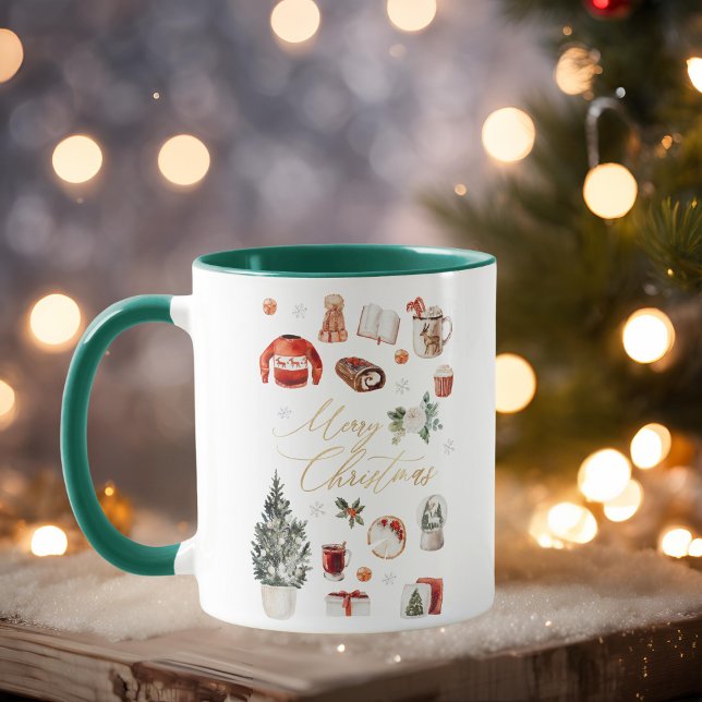 Gold Frohe Weihnachten Gruß gemütliche Winter Coll Tasse (Von Creator hochgeladen)