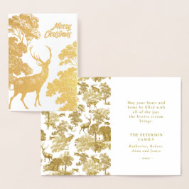 Gold Frohe Weihnachten Hirsch in Woodland Folienkarte