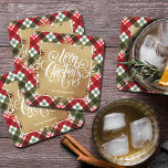 Gold Frohe Weihnachten Kariert Rechteckiger Pappuntersetzer<br><div class="desc">Frohe Weihnachten in schicken,  weißen Buchstaben auf einem Splash von Imitaten Goldfolie,  diese Untersetzer haben einen Hintergrund von rot,  grün und weiß Urlaub kariert und sind mit Ihrem Namen personalisiert. PASSENDE Teller,  Servietten und mehr in unserem Geschäft.</div>