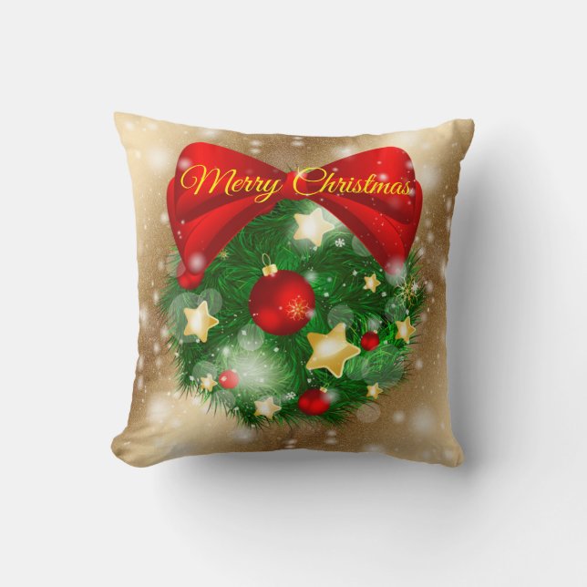 Gold Frohe Weihnachten Kissen (Vorderseite)