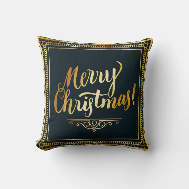 Gold Frohe Weihnachten Kissen (Vorderseite)