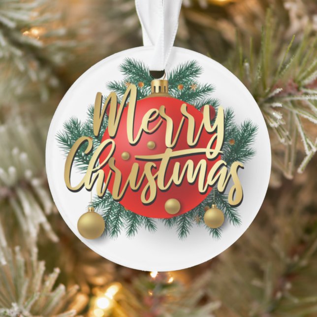 Gold Frohe Weihnachten mit Kranz Ornament (Baum)