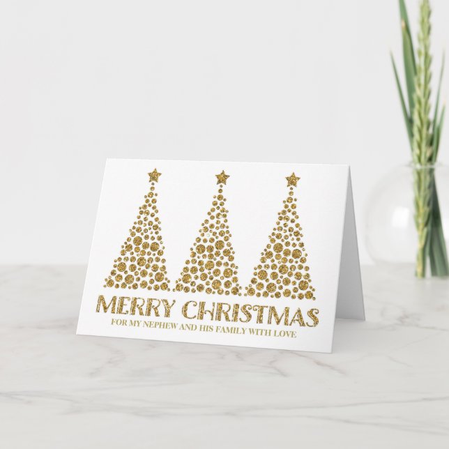 Gold Frohe Weihnachten Nephew und Familie (Vorderseite)