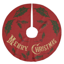 Gold Frohe Weihnachten Polyester Weihnachtsbaumdecke