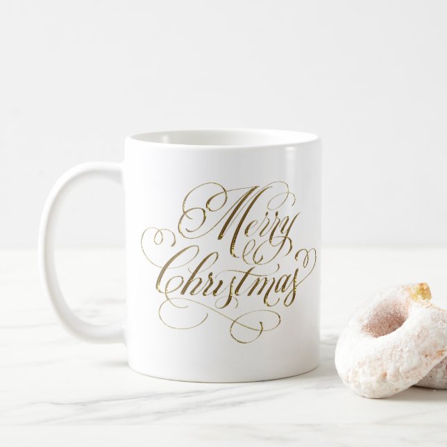 Gold Frohe Weihnachten-Tasse Kaffeetasse (Mit Donut)